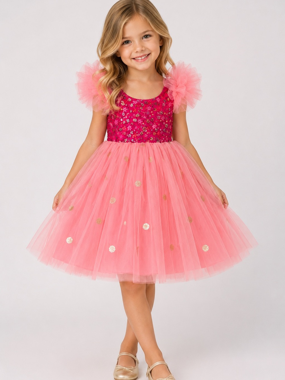 Pink & Fuchsia Tulle Party Dress for Toddler - Sparkle Sequin
